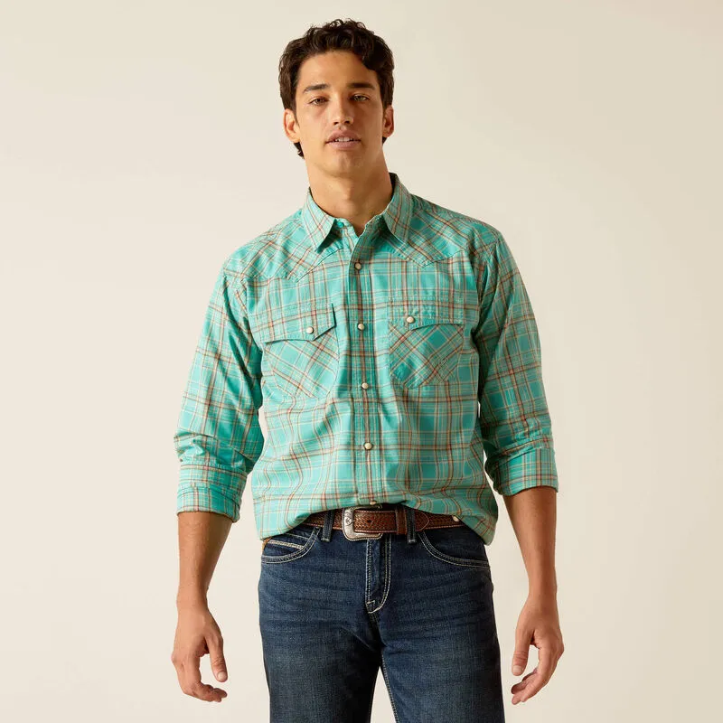Ariat® Men's "Hudsyn" Retro Fit Western Shirt - Blue Turquoise