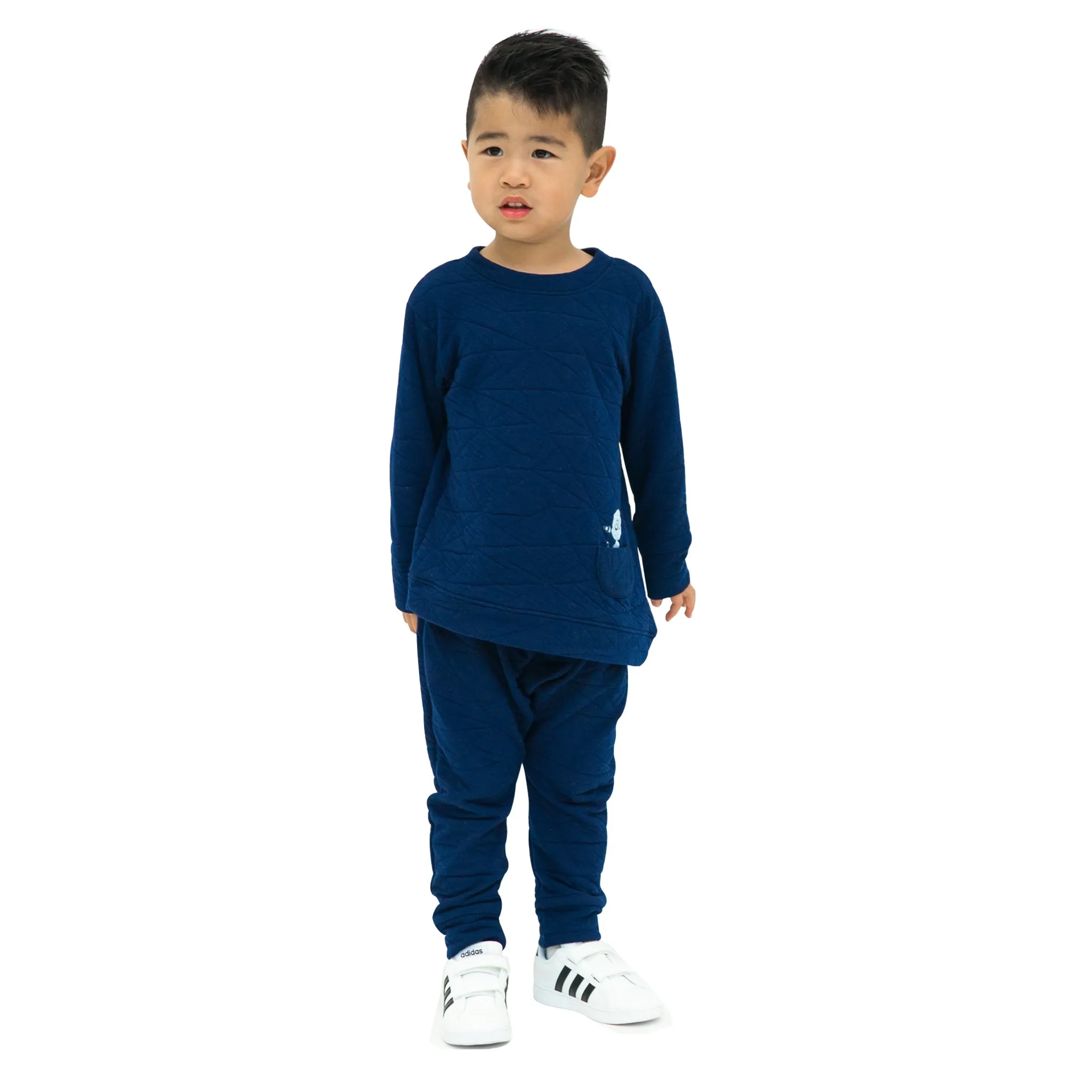 Asymmetric Pullover - Quilted Deep Blue