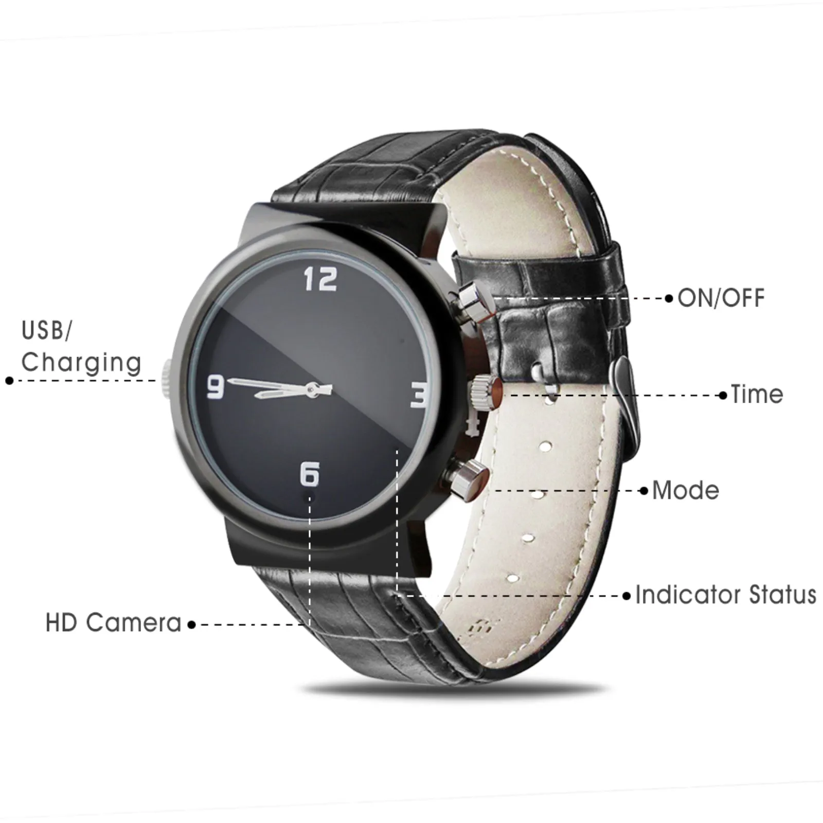 Audio Video Watch Camera Full HD 1080p Motion Detection 12MP Photo 32GB Memory