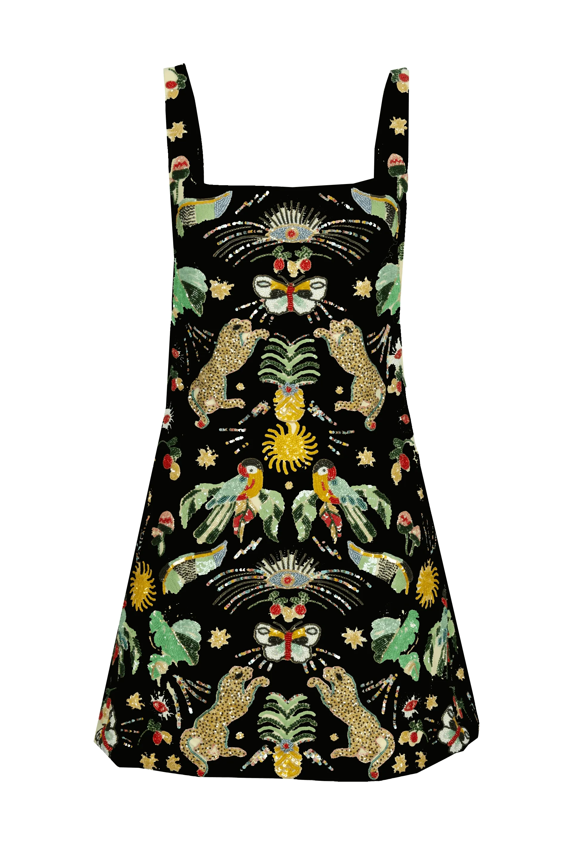 Aurelia Embroidered Luxury Sequin Mini Dress Black