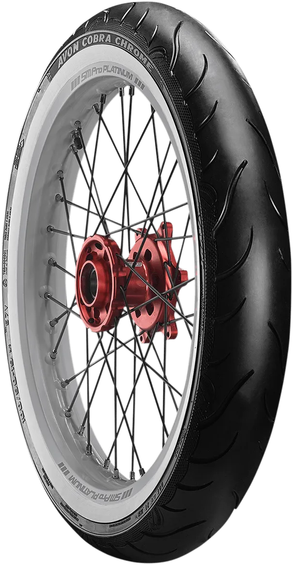 Avon Tyres 2120011 Avon AV91 Cobra Chrome 100/90-19 Whitewall Front Tire 57V