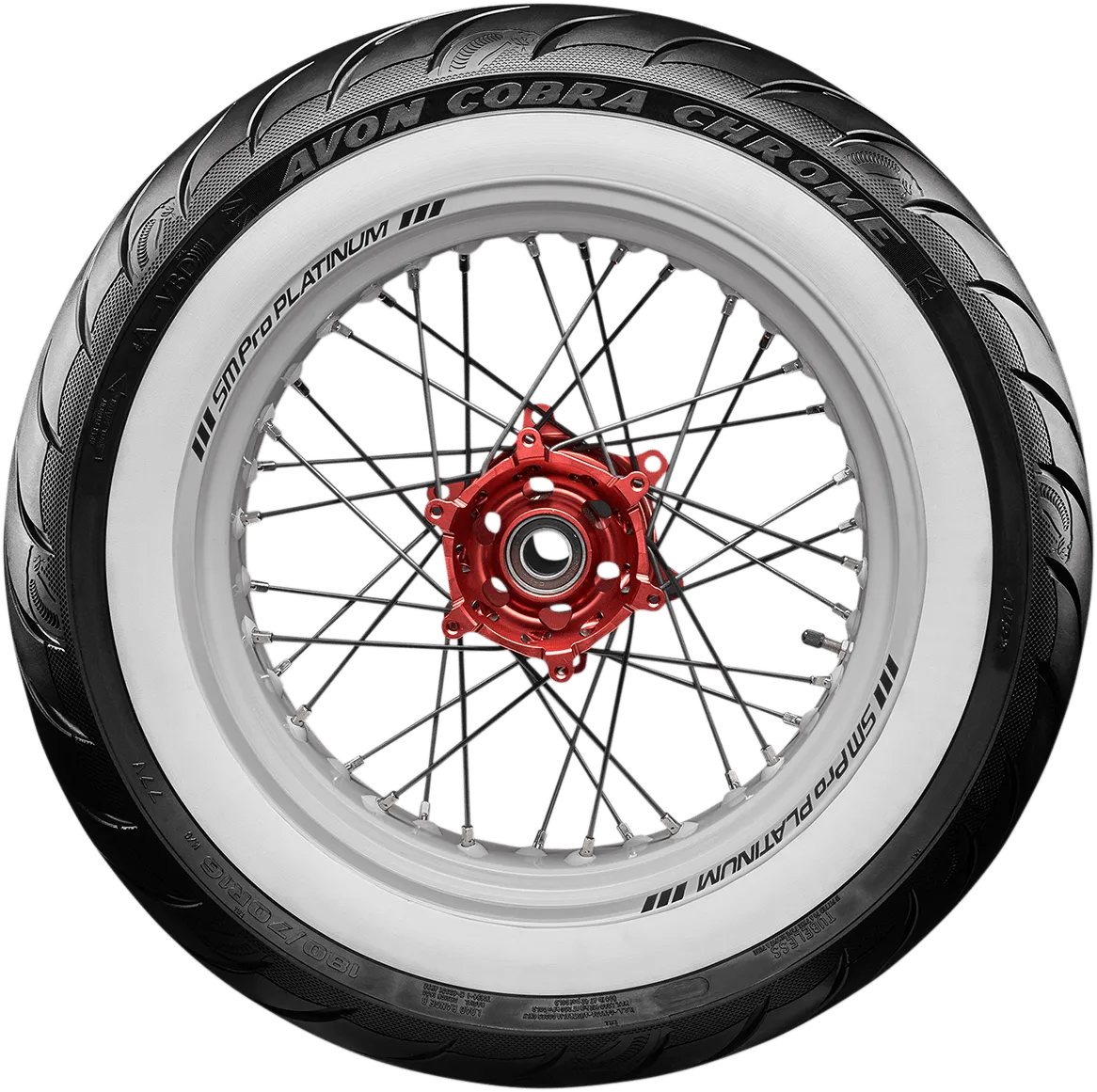 Avon Tyres 4120115 Avon AV92 Cobra Chrome 180/70R16 Whitewall Rear Tire 77V