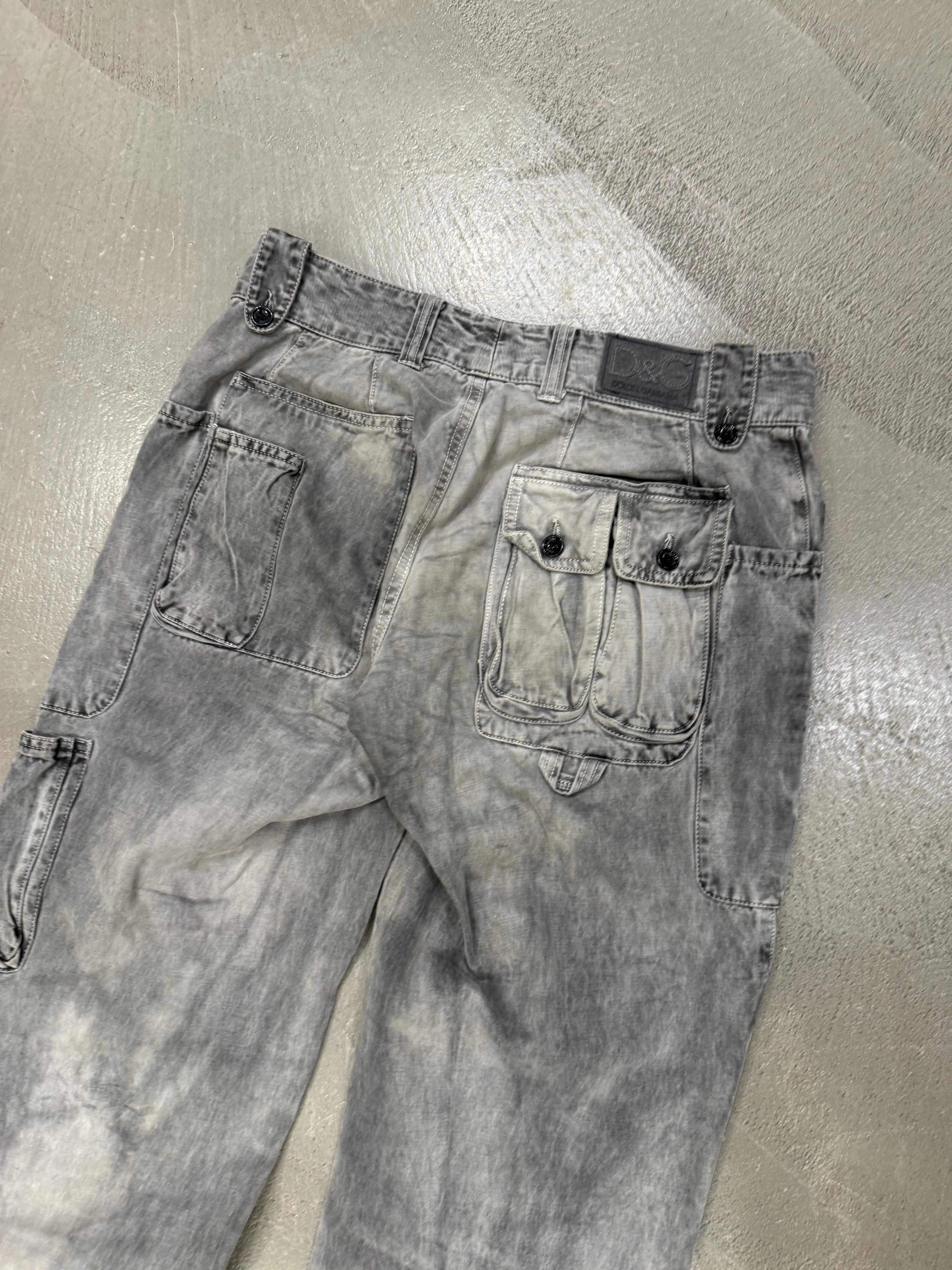 A/W2003 Dolce & Gabbana faded multi pocket cargo pants