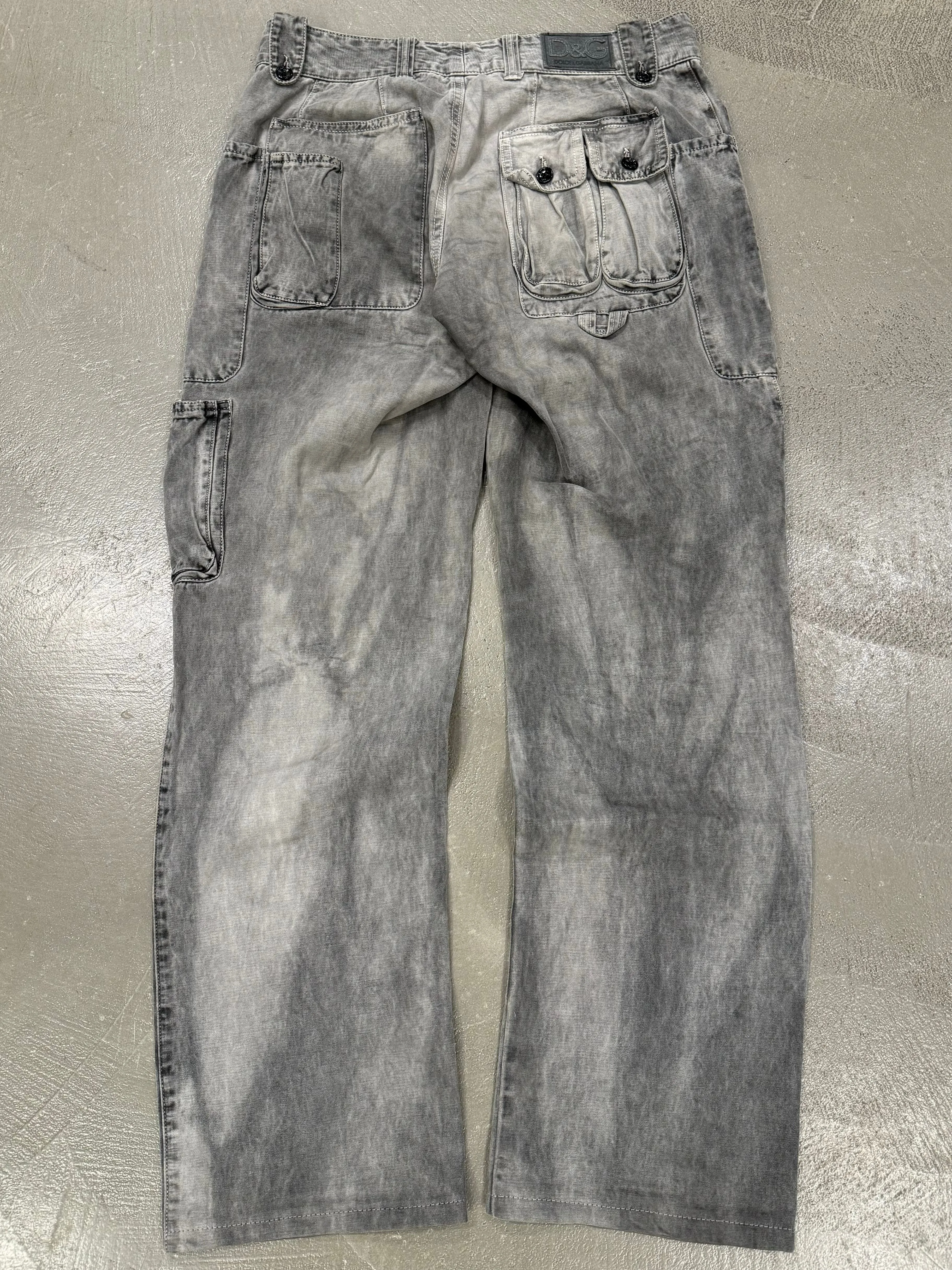 A/W2003 Dolce & Gabbana faded multi pocket cargo pants