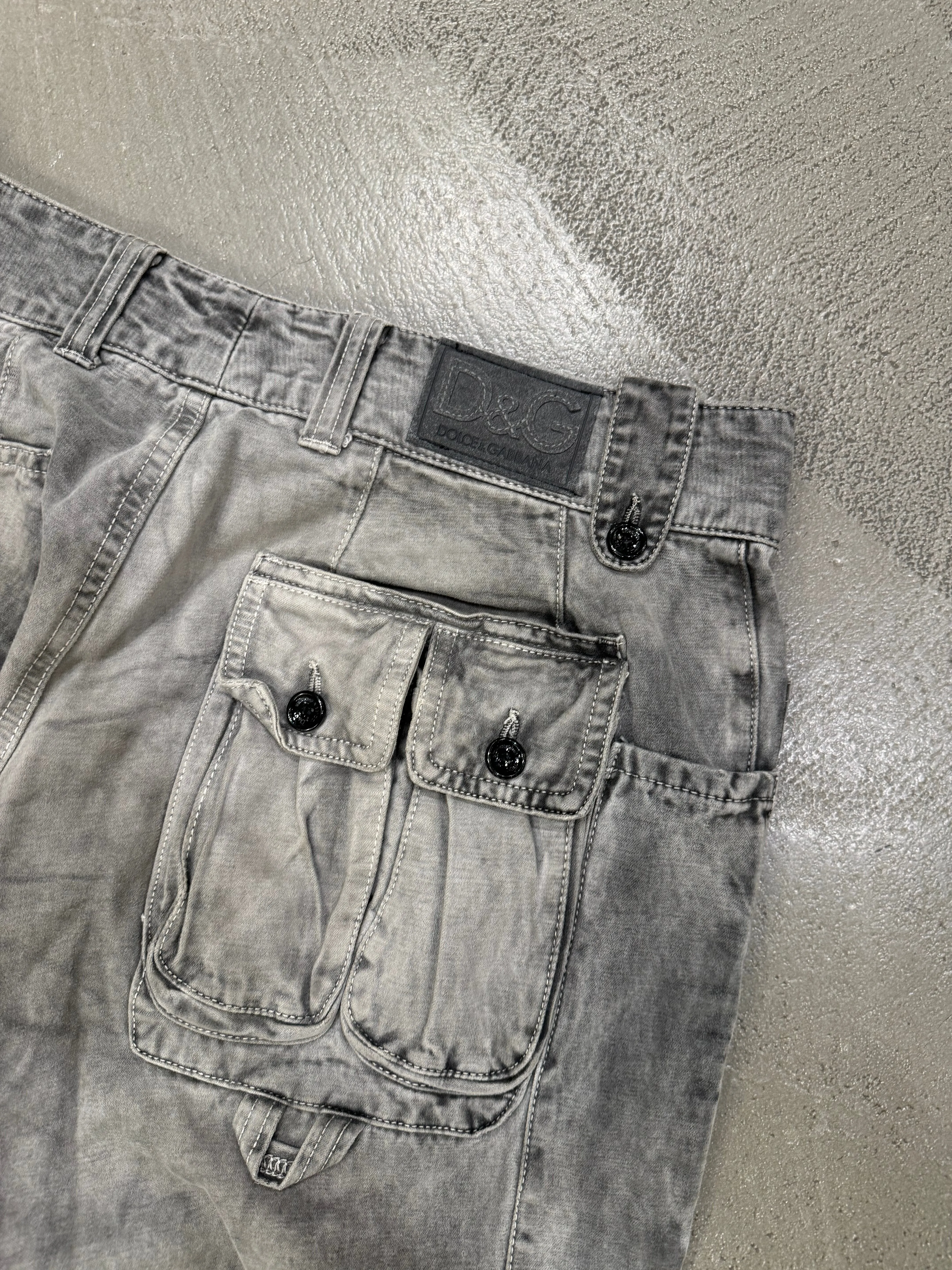 A/W2003 Dolce & Gabbana faded multi pocket cargo pants