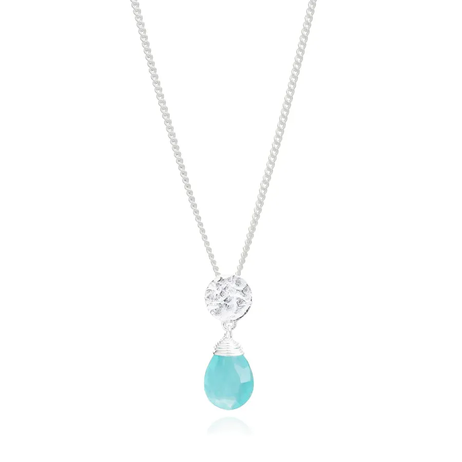 Azuni Faceted Stone Disc Necklace-Aqua