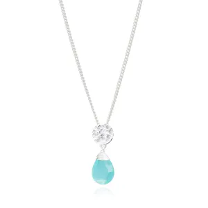 Azuni Faceted Stone Disc Necklace-Aqua
