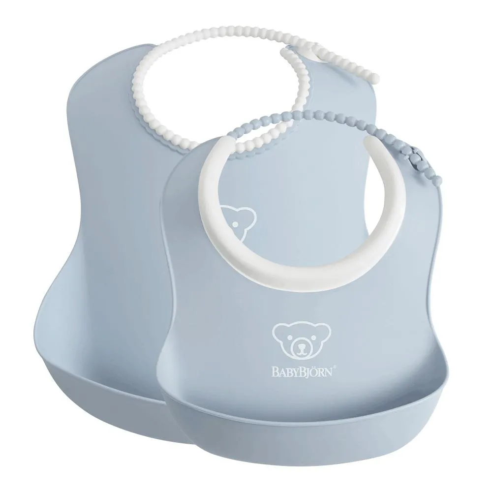 Baby Bjorn Feeding Bib Set 2-Pack (Powder Blue)