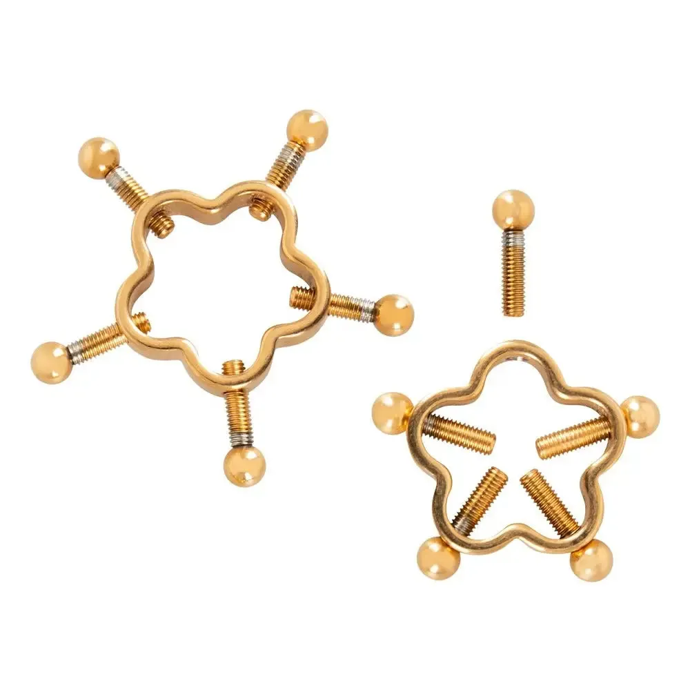 Bad Kitty Stainless Steel Gold Adjustable Nipple Clamp with Shiny Star
