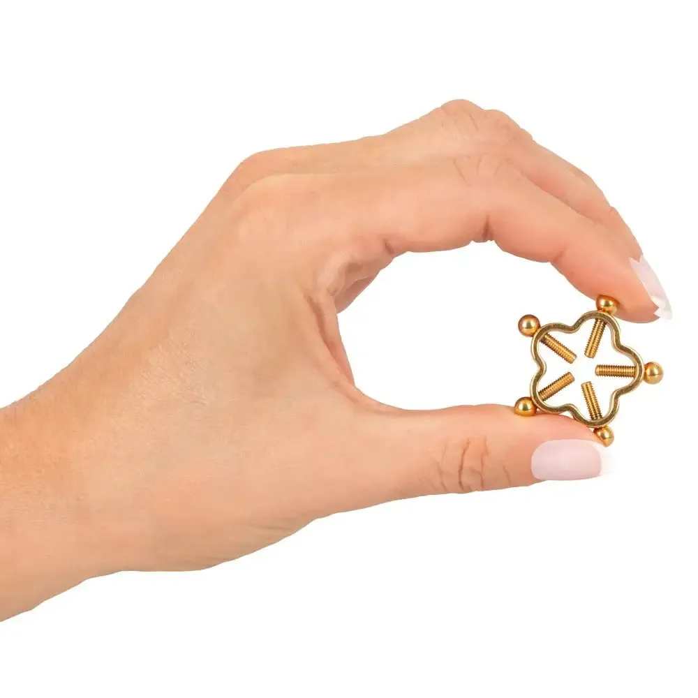 Bad Kitty Stainless Steel Gold Adjustable Nipple Clamp with Shiny Star