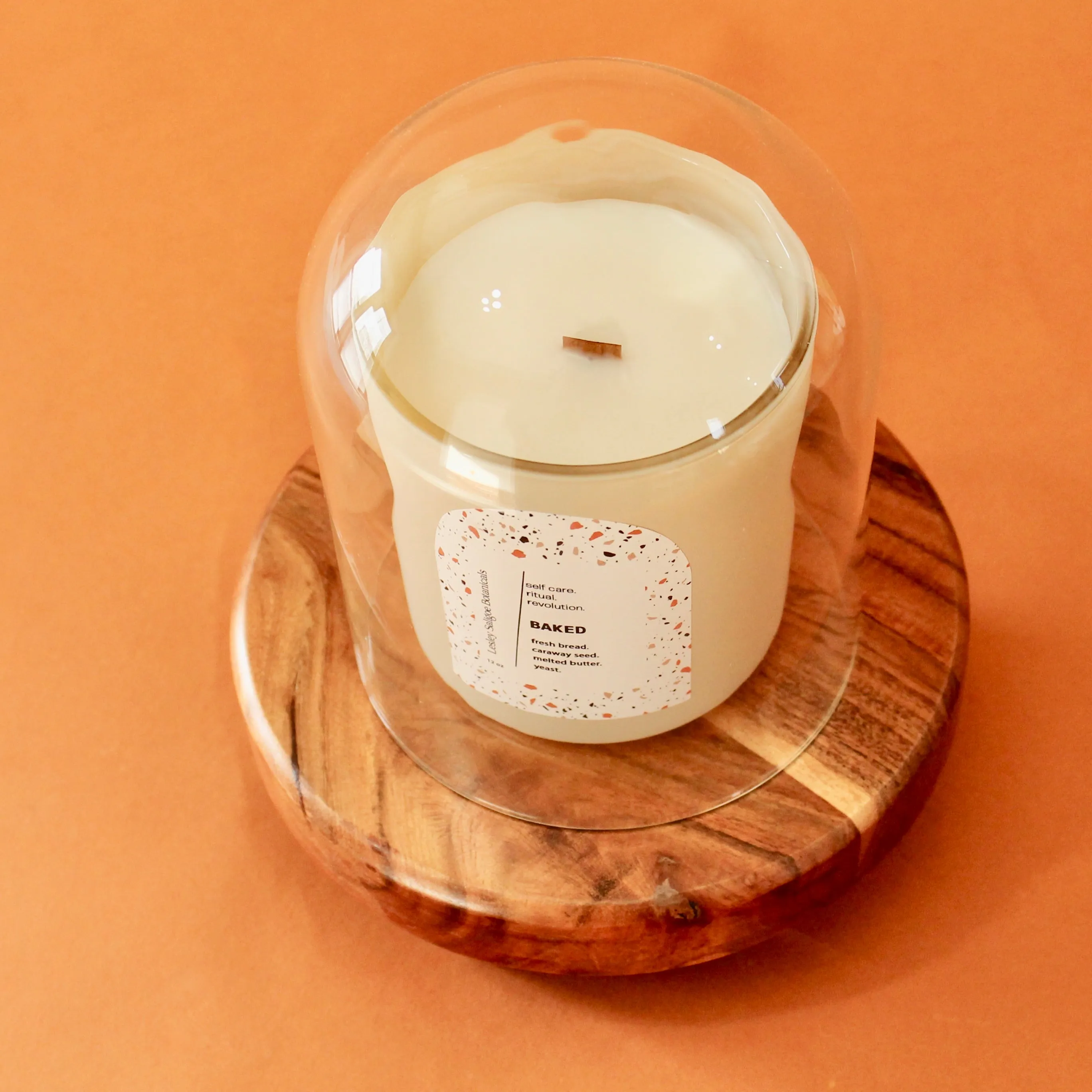 BAKED Hand Poured Candle. Yeast Bread. Caraway Seed. Butter. Wood Wick. 12 oz. Matte Cream.