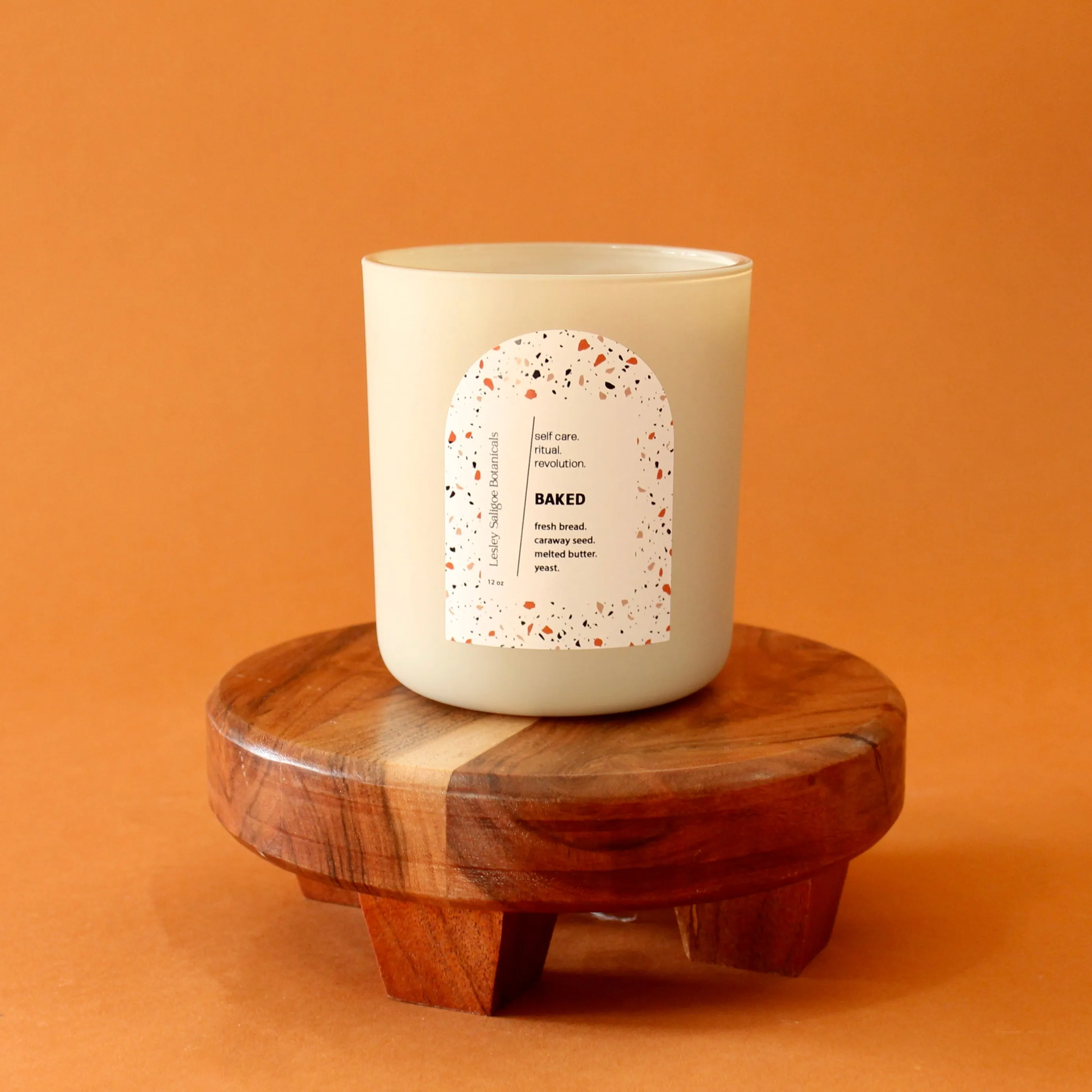 BAKED Hand Poured Candle. Yeast Bread. Caraway Seed. Butter. Wood Wick. 12 oz. Matte Cream.