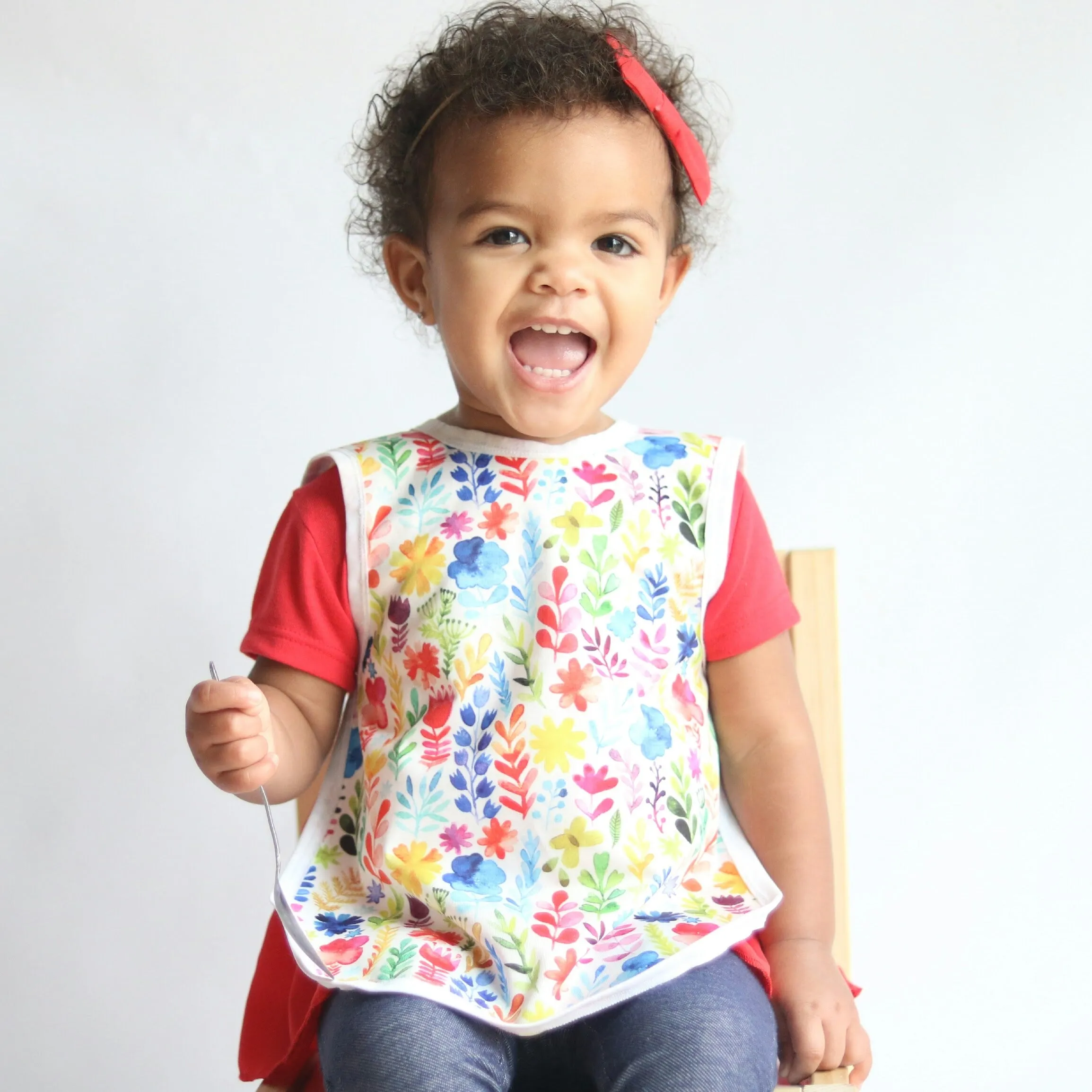 BapronBaby - Rainbow Watercolor Floral Toddler Bapron