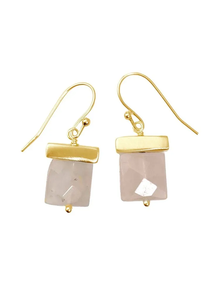 Bar Rose Quartz Vermeil Earrings