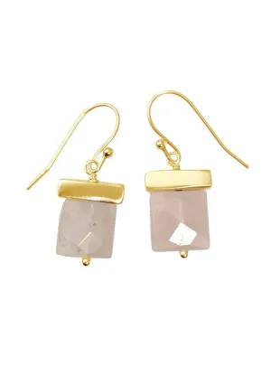 Bar Rose Quartz Vermeil Earrings