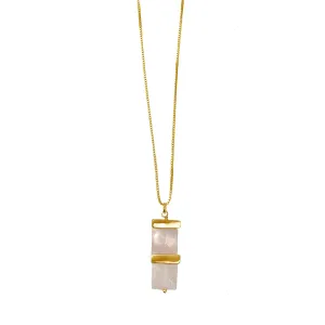Bar Rose Quartz Vermeil Necklace