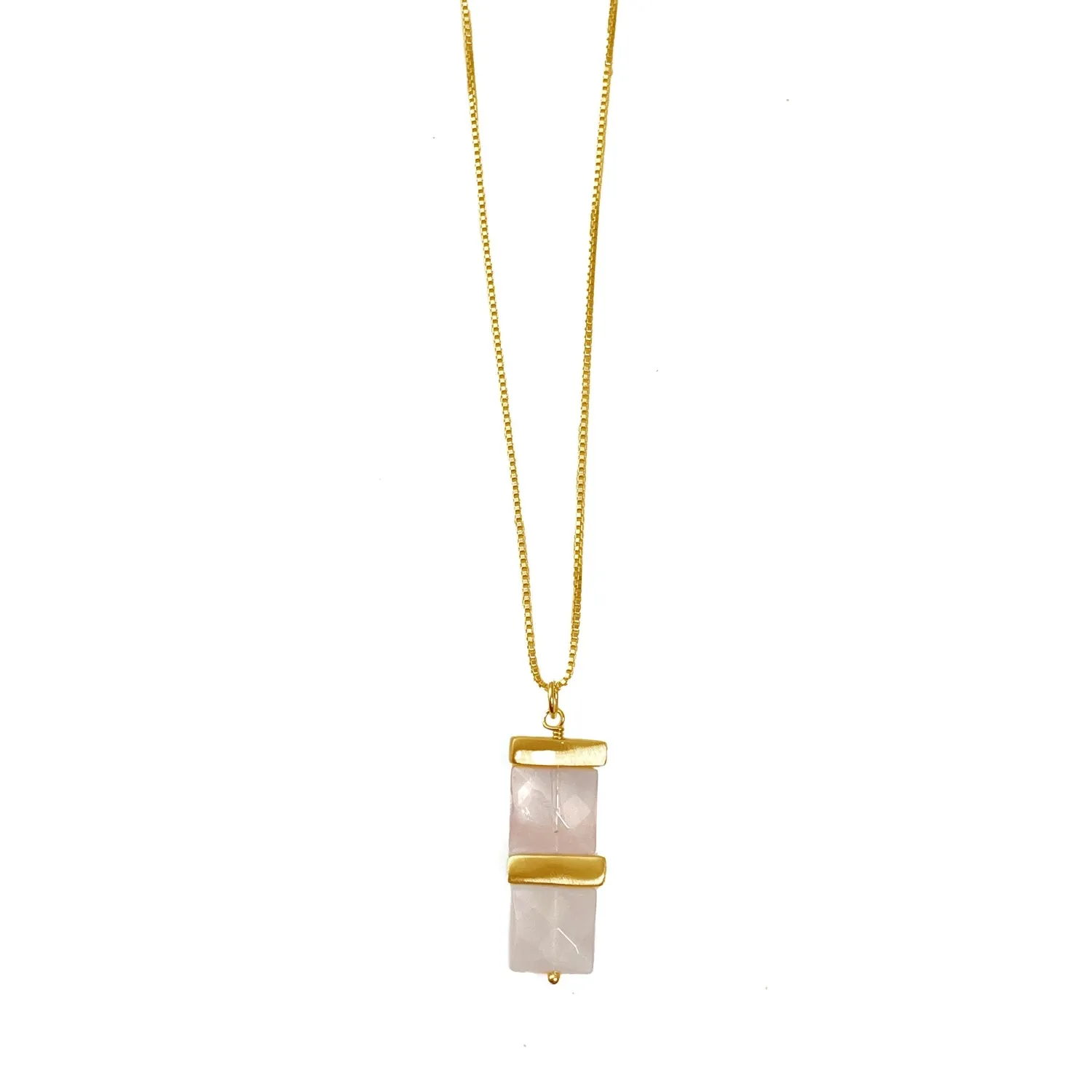 Bar Rose Quartz Vermeil Necklace