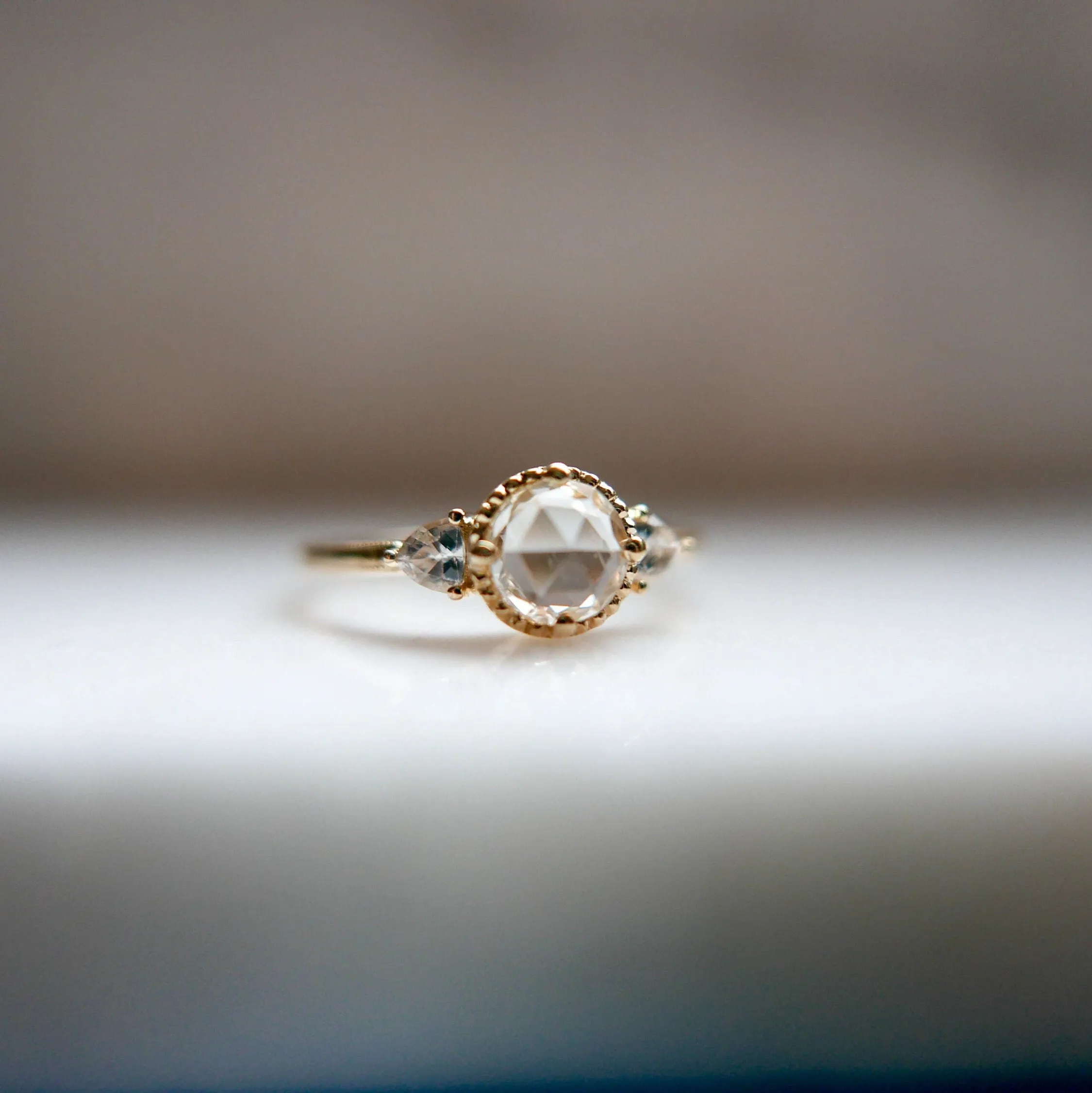 Bardot Rosecut White Sapphire Ring