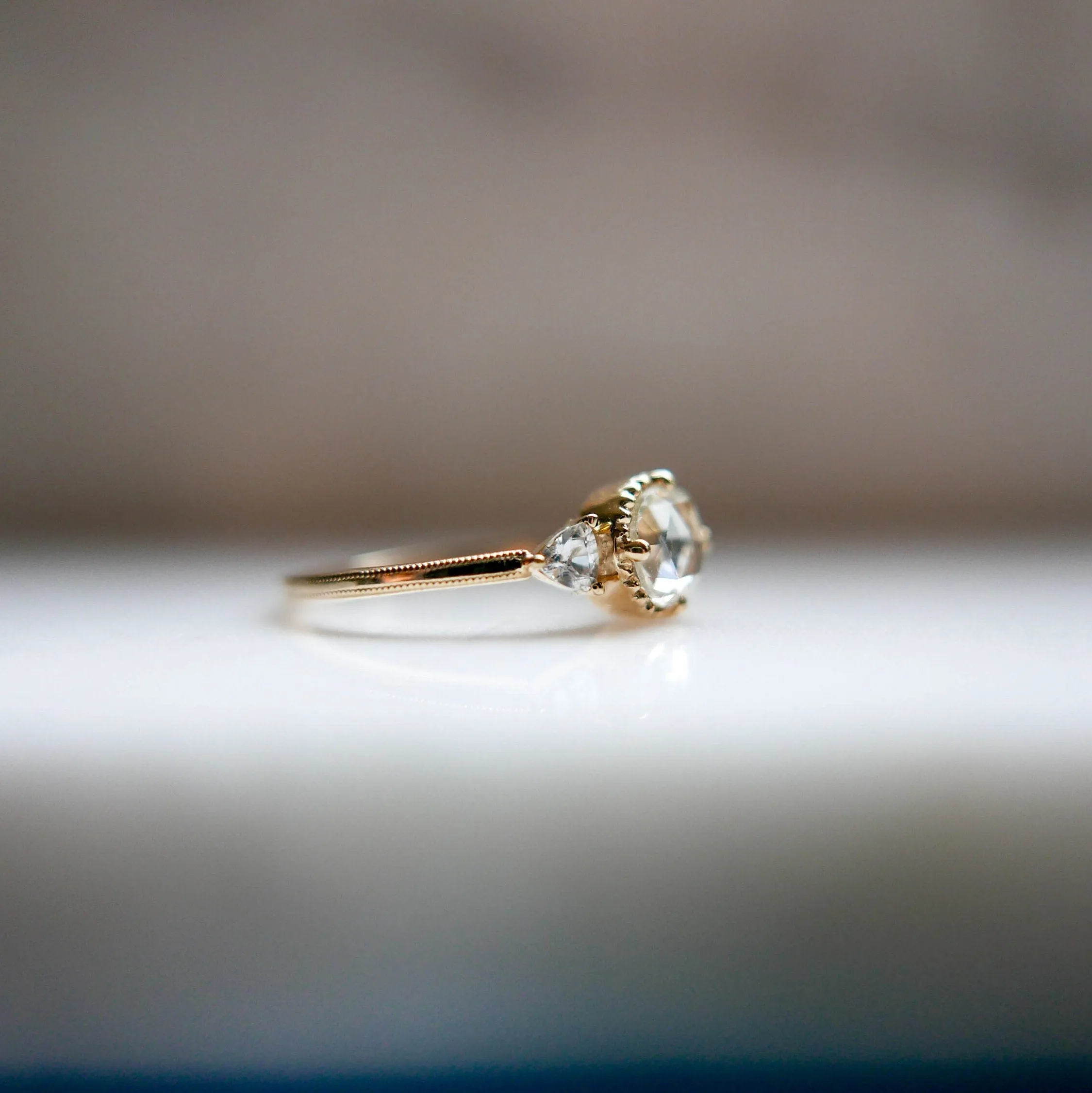 Bardot Rosecut White Sapphire Ring