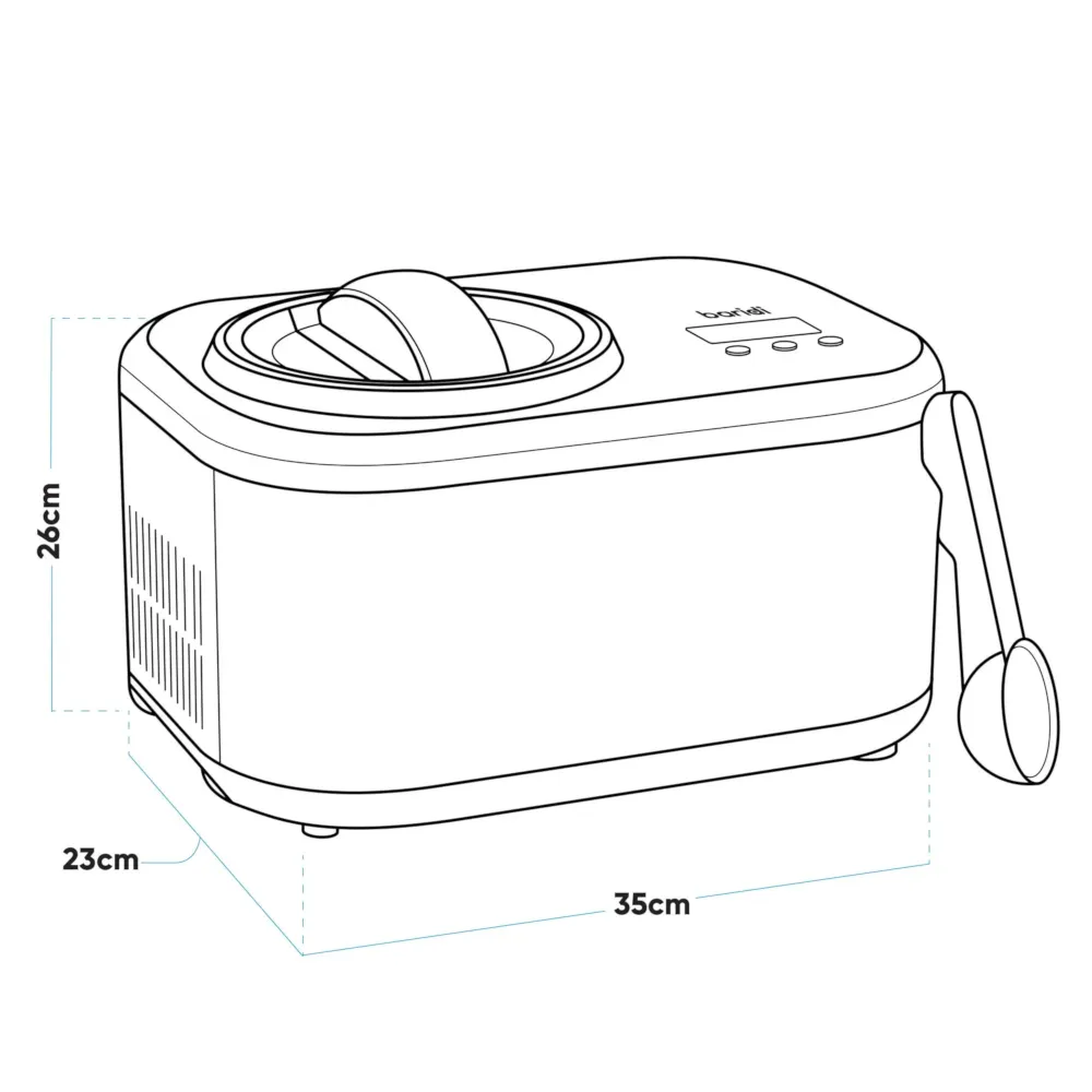 Baridi 1L Ice Cream Maker with Fast Freeze - Black - A
