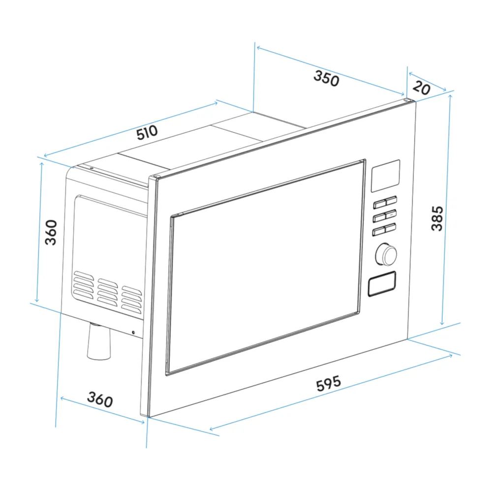 Baridi 25L Integrated Microwave Oven with Grill 900W - Stainless Steel - A