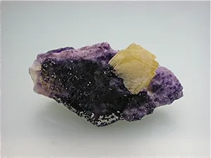 Barite on Fluorite Breccia Chip, Rosiclare Level, Main Orebody Denton Mine, Ozark-Mahoning Company, Harris Creek District, Southern Illinois, Mined June 1982, W. Severance Collection #85.07, Small Cabinet  4.5 x 5.0 x 10.7 cm, $250.  Online 9/2. SOLD