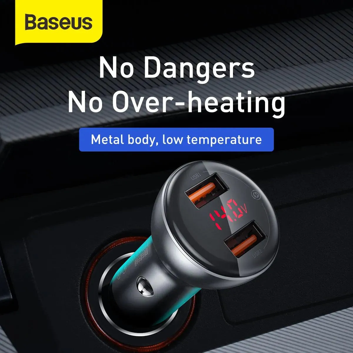 Baseus 2X USB Car Charger 45 W   3-In-1 USB Cable (CCBX-B0G-1)