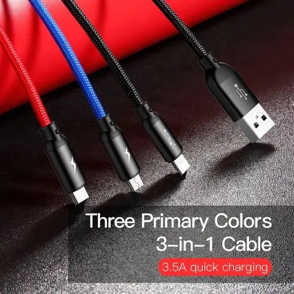 Baseus 2X USB Car Charger 45 W   3-In-1 USB Cable (CCBX-B0G-1)