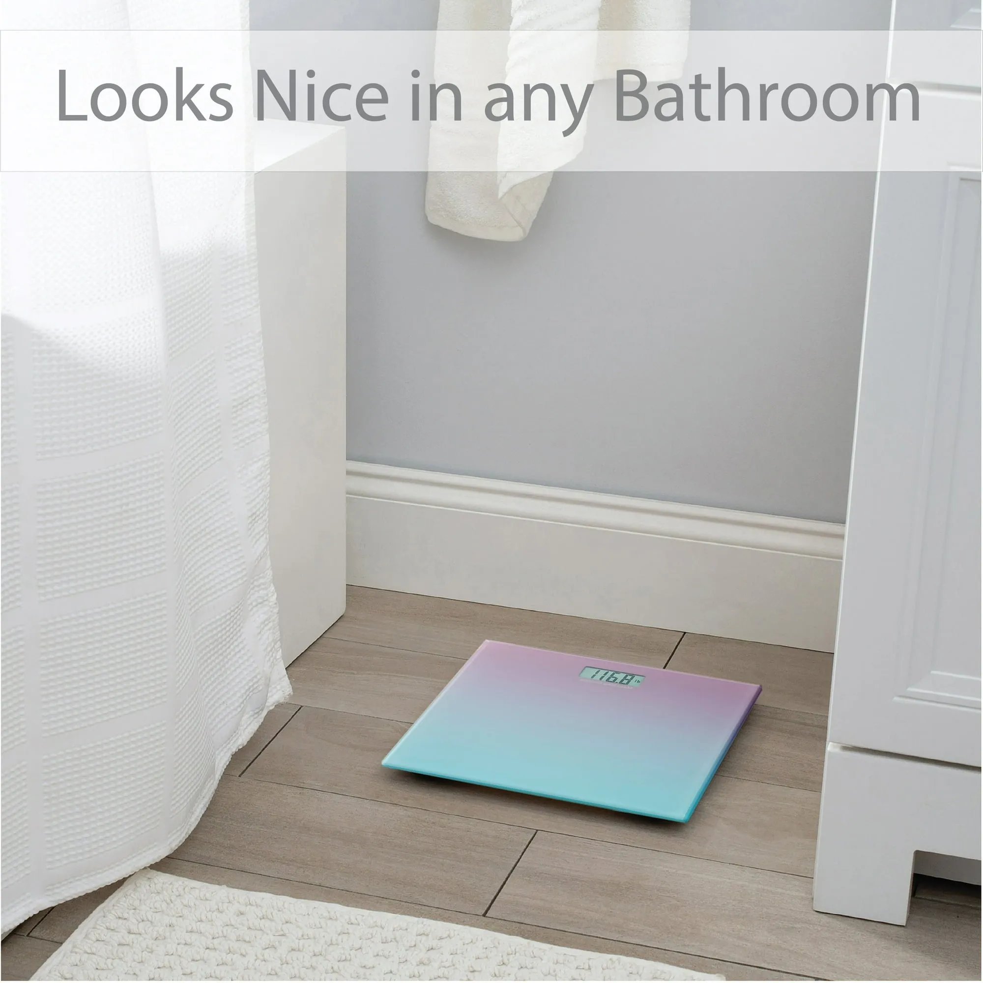 Bath Bliss Ombre Glass Digital Bathroom Scale - Battery Powered with 330 lb Capacity