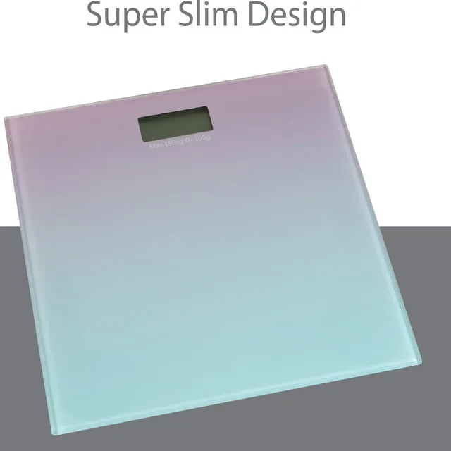 Bath Bliss Ombre Glass Digital Bathroom Scale - Battery Powered with 330 lb Capacity