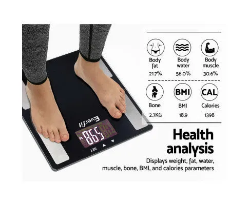 Bathroom Scales Digital Body Fat Scale 180KG Electronic Monitor BMI CAL
