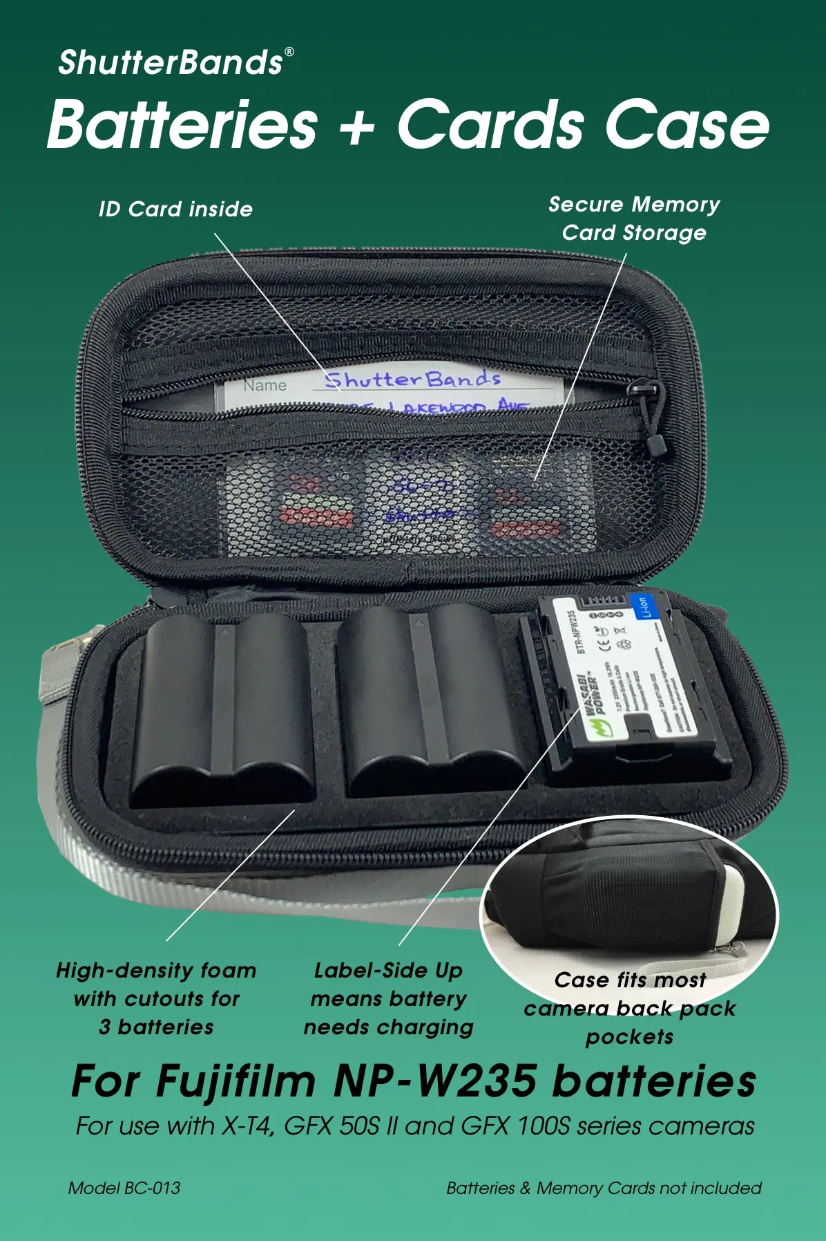 Batteries   Cards Case for FujiFilm NP-W235 batteries (BC-013)