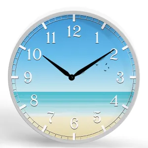 Beach Scene <br>Round Framed Wall Clock 11.75"
