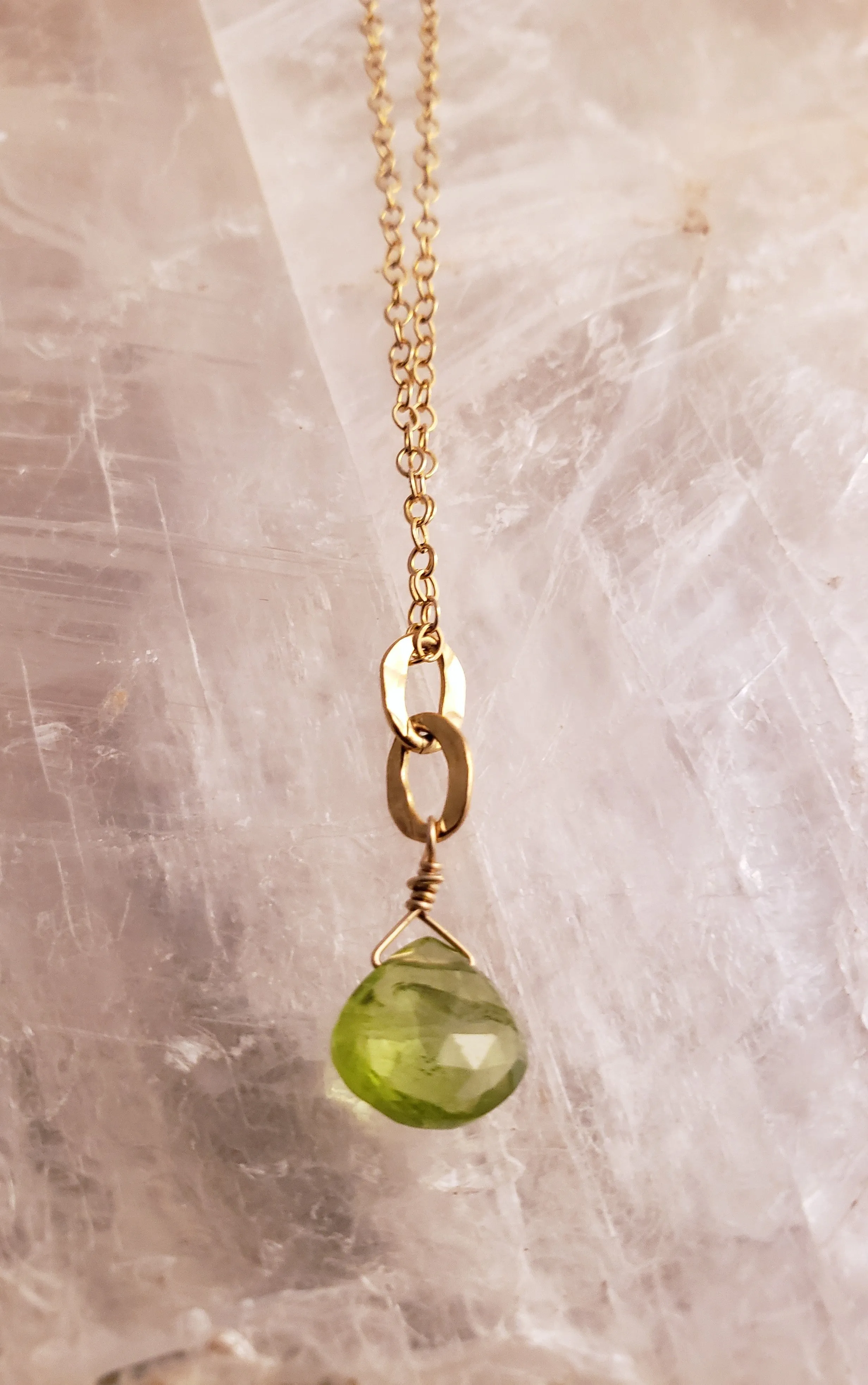 Beautiful, Elegant and Simple Gemstone Tear Drops on 14 Kt. Gold Filled Chain.