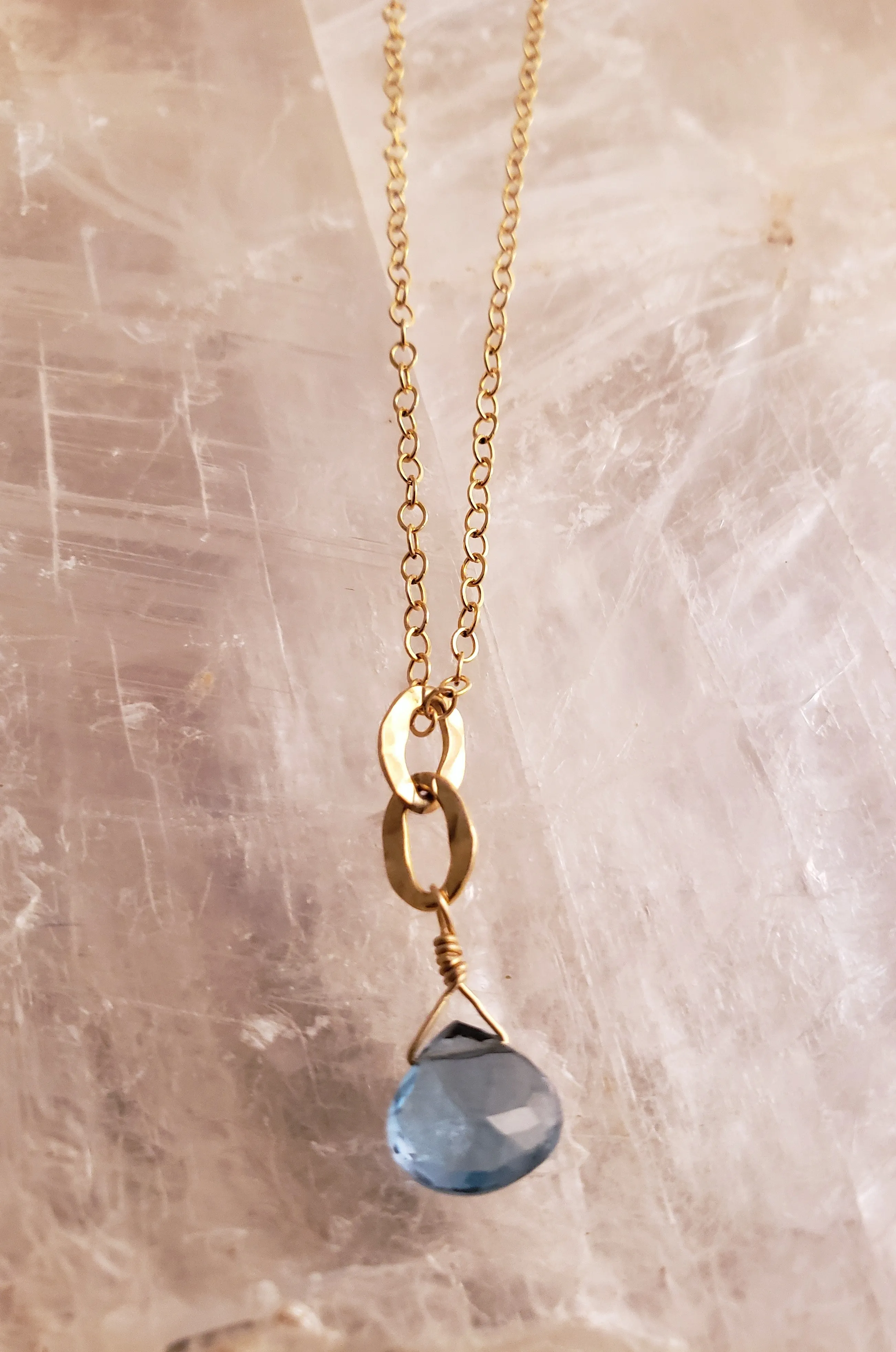 Beautiful, Elegant and Simple Gemstone Tear Drops on 14 Kt. Gold Filled Chain.