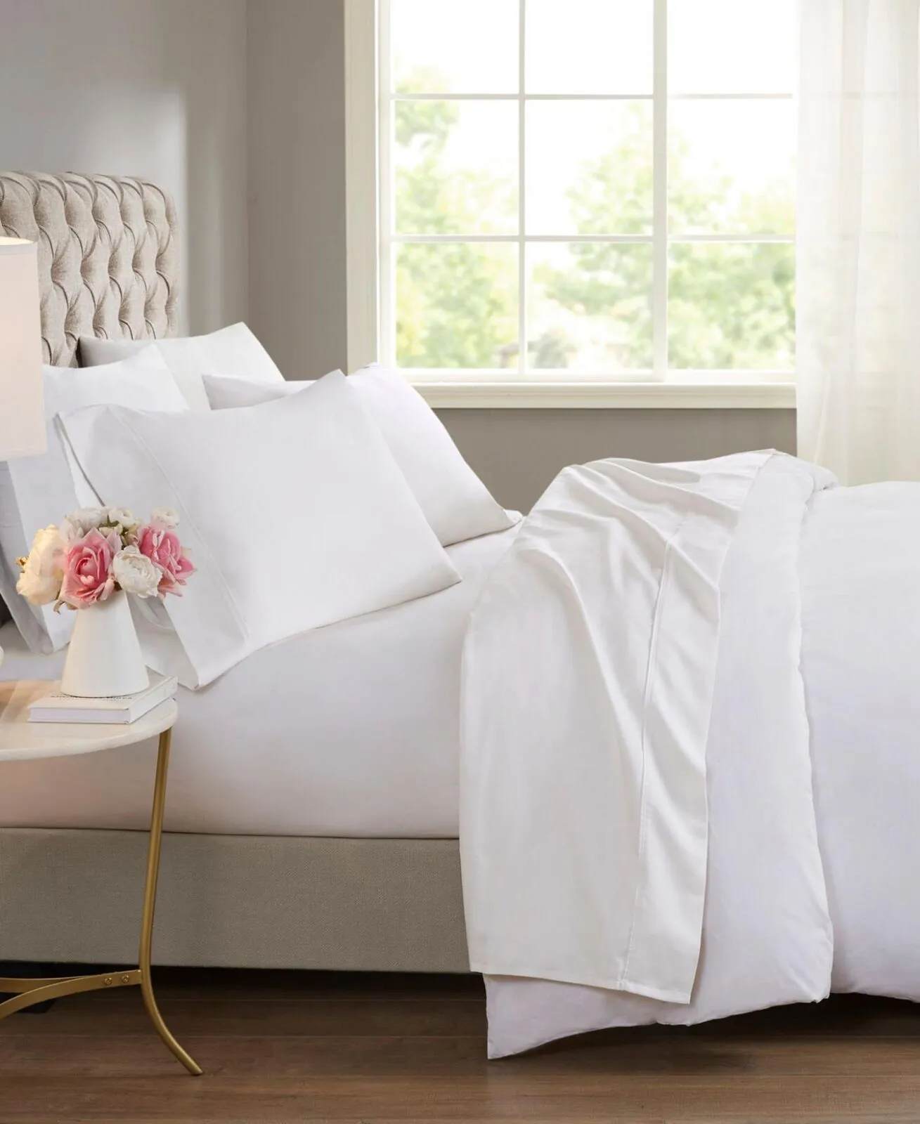 Beautyrest 600 Thread Count 4 Piece Cotton Blend Sheet Set White California King