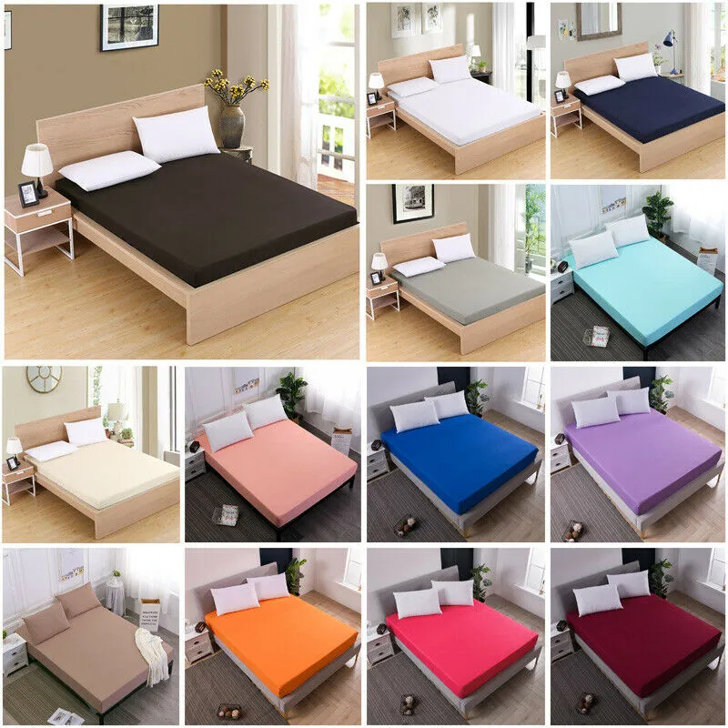 Bed Sheet Bedding Cover Deep Pocket Full King Queen Cotton