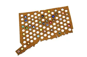 Beer Cap Map Connecticut USA Holder Father's Day Gift for Him Handmade