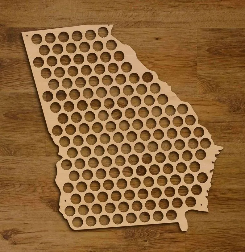 Beer Cap Map Georgia USA, Holder, Father's Day Gift for Him Handmade