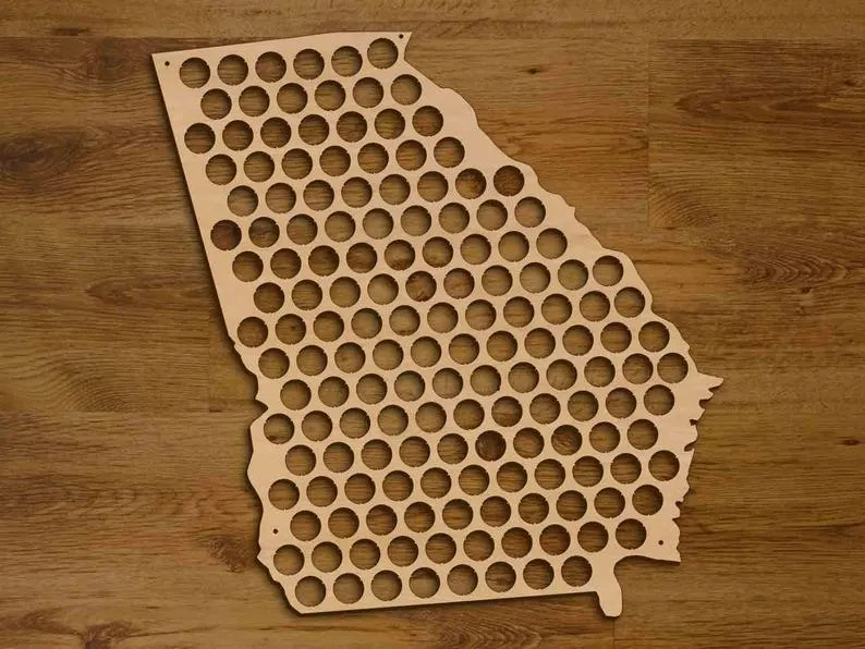 Beer Cap Map Georgia USA, Holder, Father's Day Gift for Him Handmade