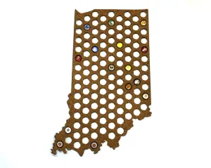Beer Cap Map INDIANA USA, Holder, Father's Day Gift for Him Handmade