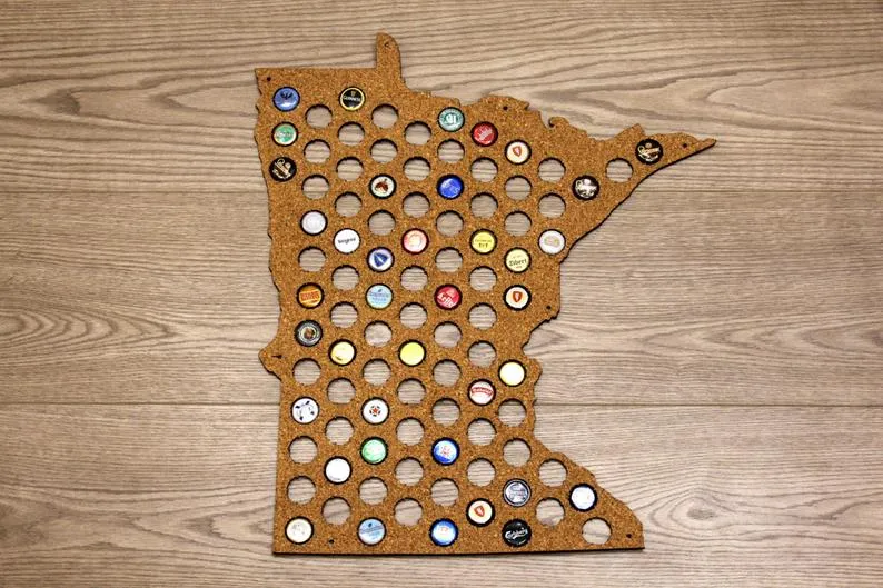 Beer Cap Map MINNESOTA USA, Holder, Father's Day Gift for Him Handmade
