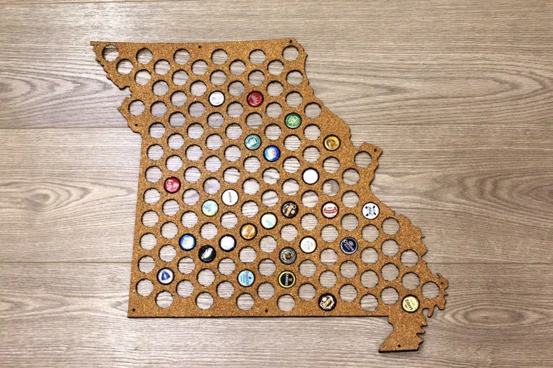 Beer Cap Map MISSOURI State, Holder Father's Day Gift for Him Handmade