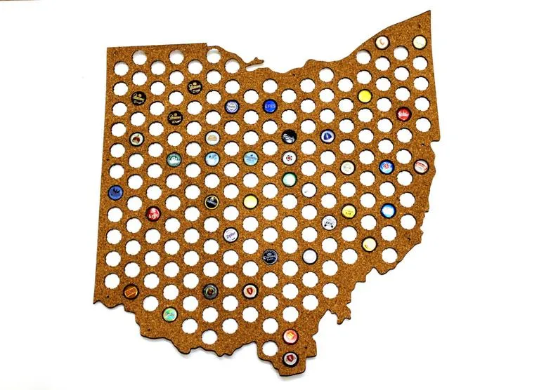 Beer Cap Map Ohio USA, Holder, Gift for Him Father's Day Gift Handmade