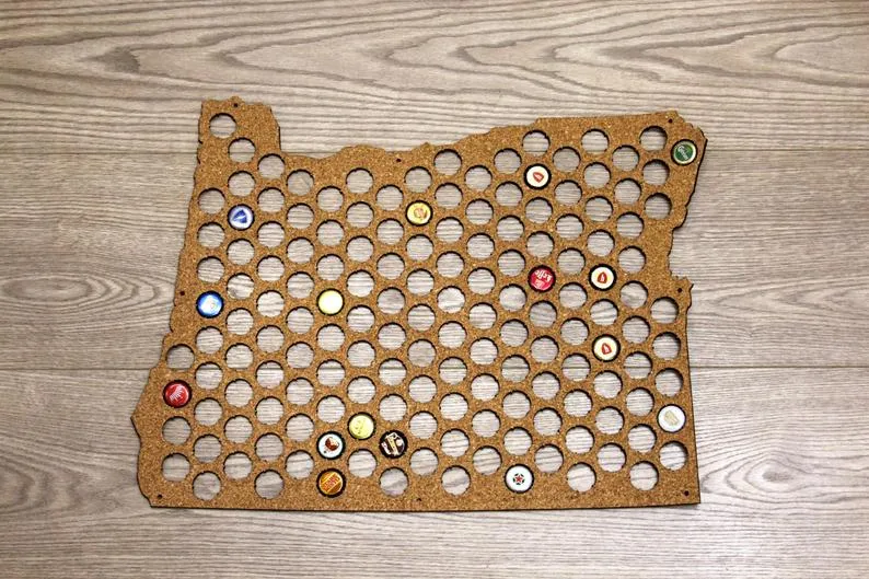 Beer Cap Map OREGON USA, Holder, Father's Day, Gift for Him Handmade