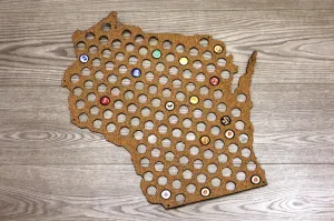 Beer Cap Map WISCONSIN USA, Holder, Father's Day Gift for Him Handmade