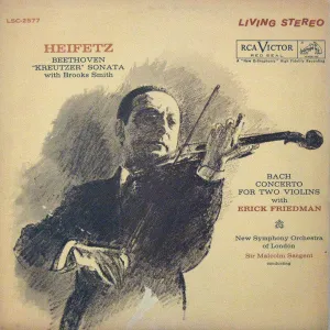 Beethoven / Bach - "Kreutzer" Sonata / Concerto For Two Violins / Heifetz (White Dog) - Super Hot Stamper