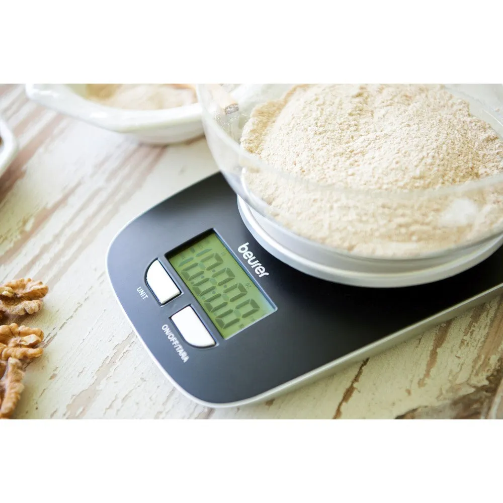 Beurer KS 25 Digital Kitchen Scale: Weigh to 3Kg in 1g Increments. XL 1.2L Bowl. Tare Button