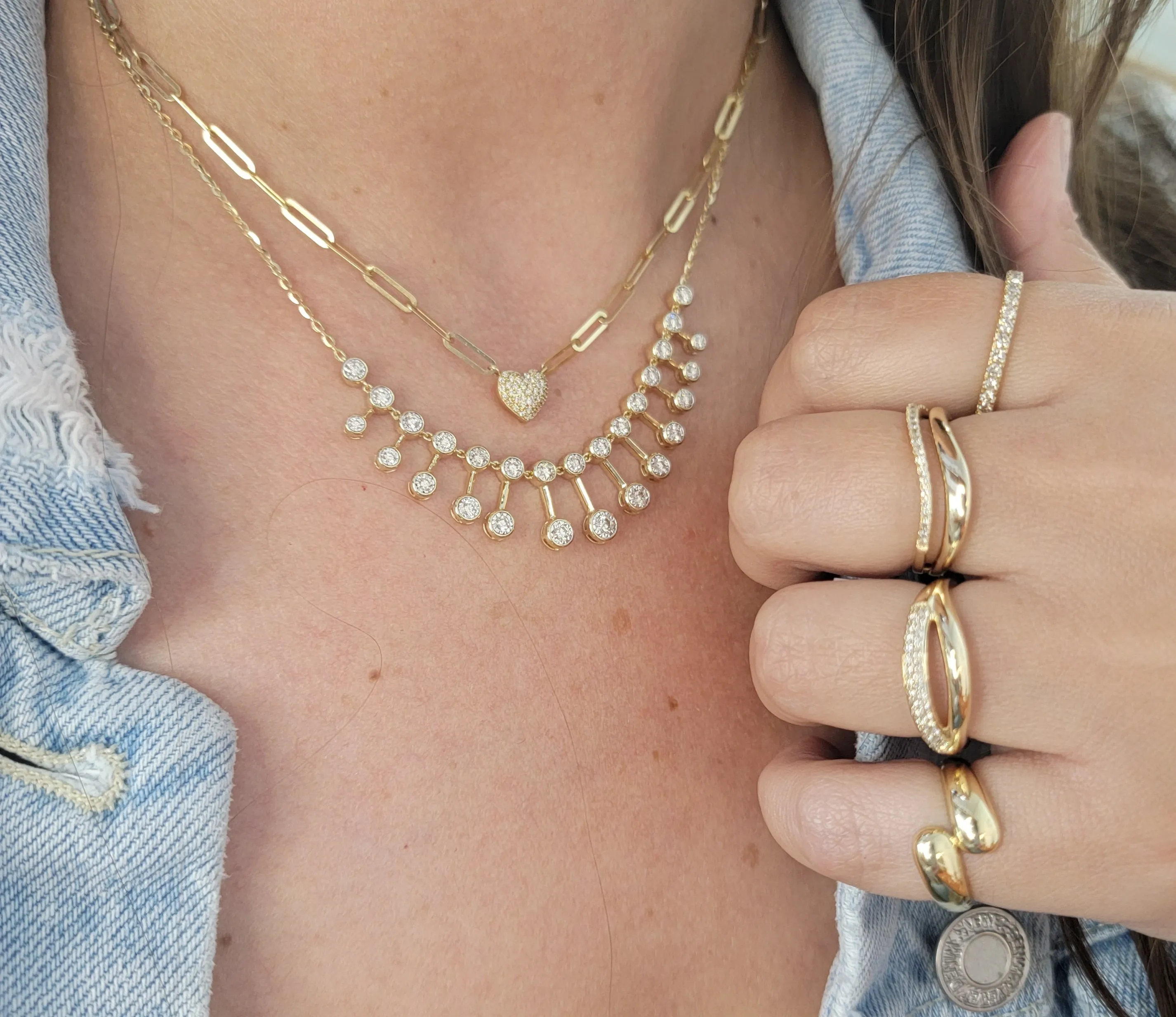 Bezel Dangling Necklace
