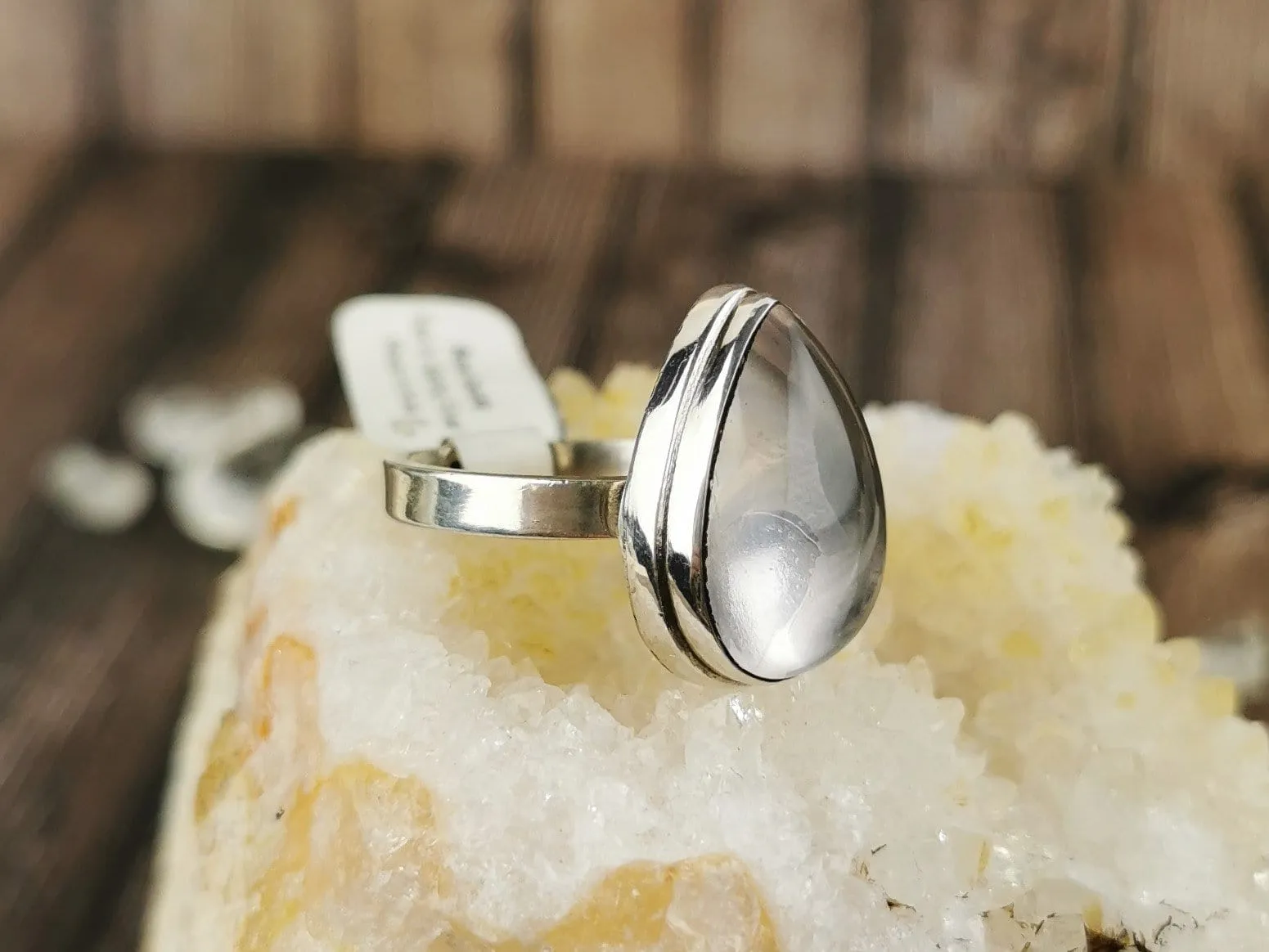 Big Teardrop Rose Quartz Ring Size 6.5
